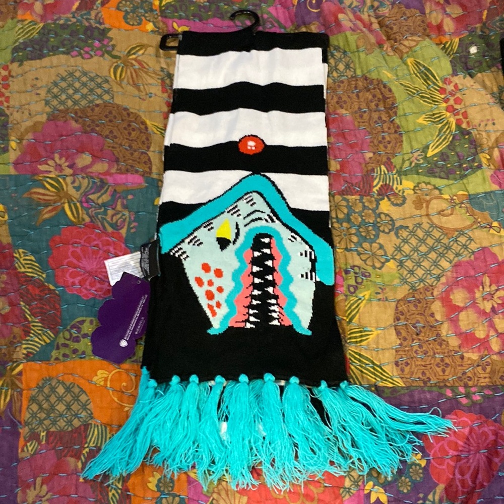 Beetlejuice striped scarf